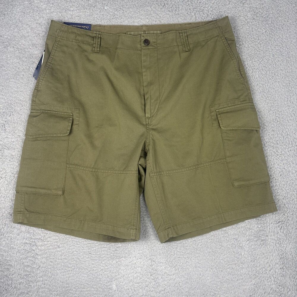 NWT Polo Ralph Lauren Olive Green Relaxed Fit 10" Cotton Cargo Shorts Size 38